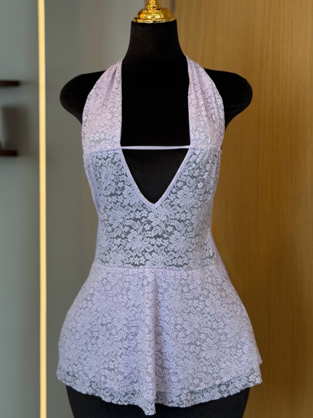 Edikted Pastel Lavender Lace Halter Mini Dress | Soft Romantic Muse